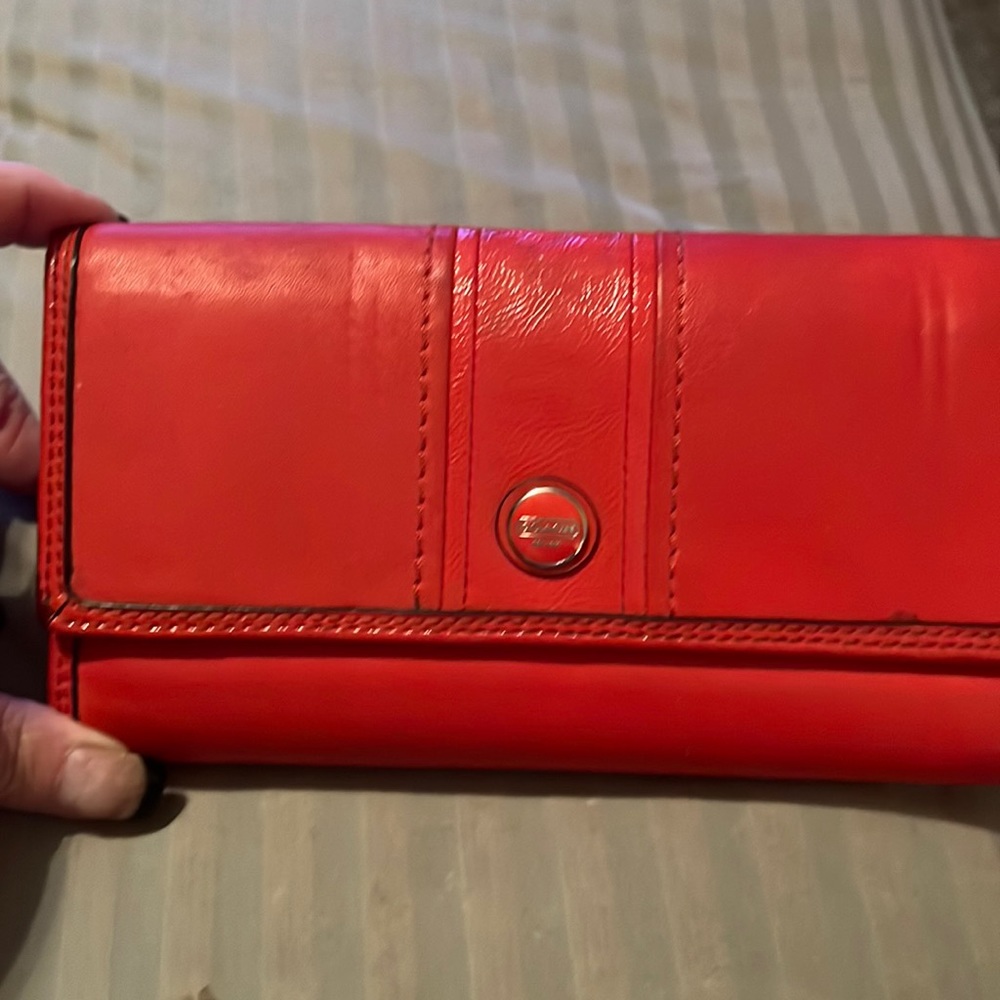 Bright coral coach wallet